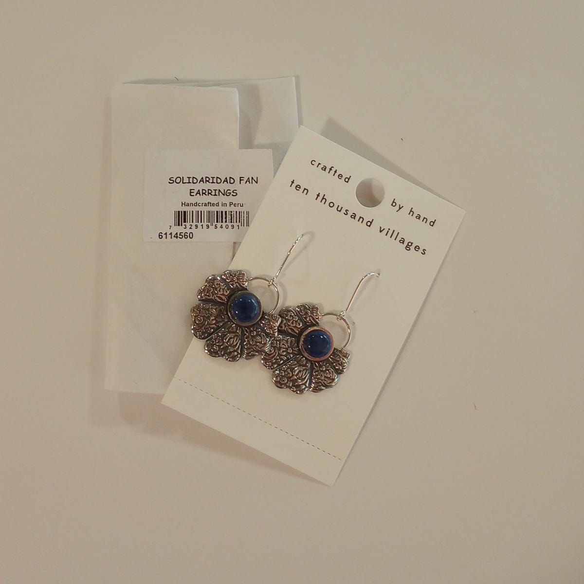 Earrings floral fan sodalite/strlg 1.5L silv/navy