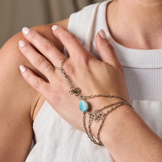 Trebol Amazonite Ring and Hand Chain Bracelet