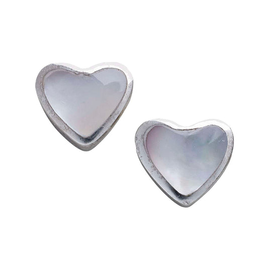 Earrings post heart MOP/silv .25D