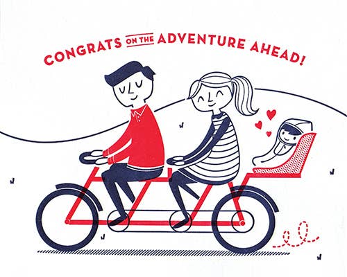 Recycled Paper Cards, "Baby Bicycle Congrats"
