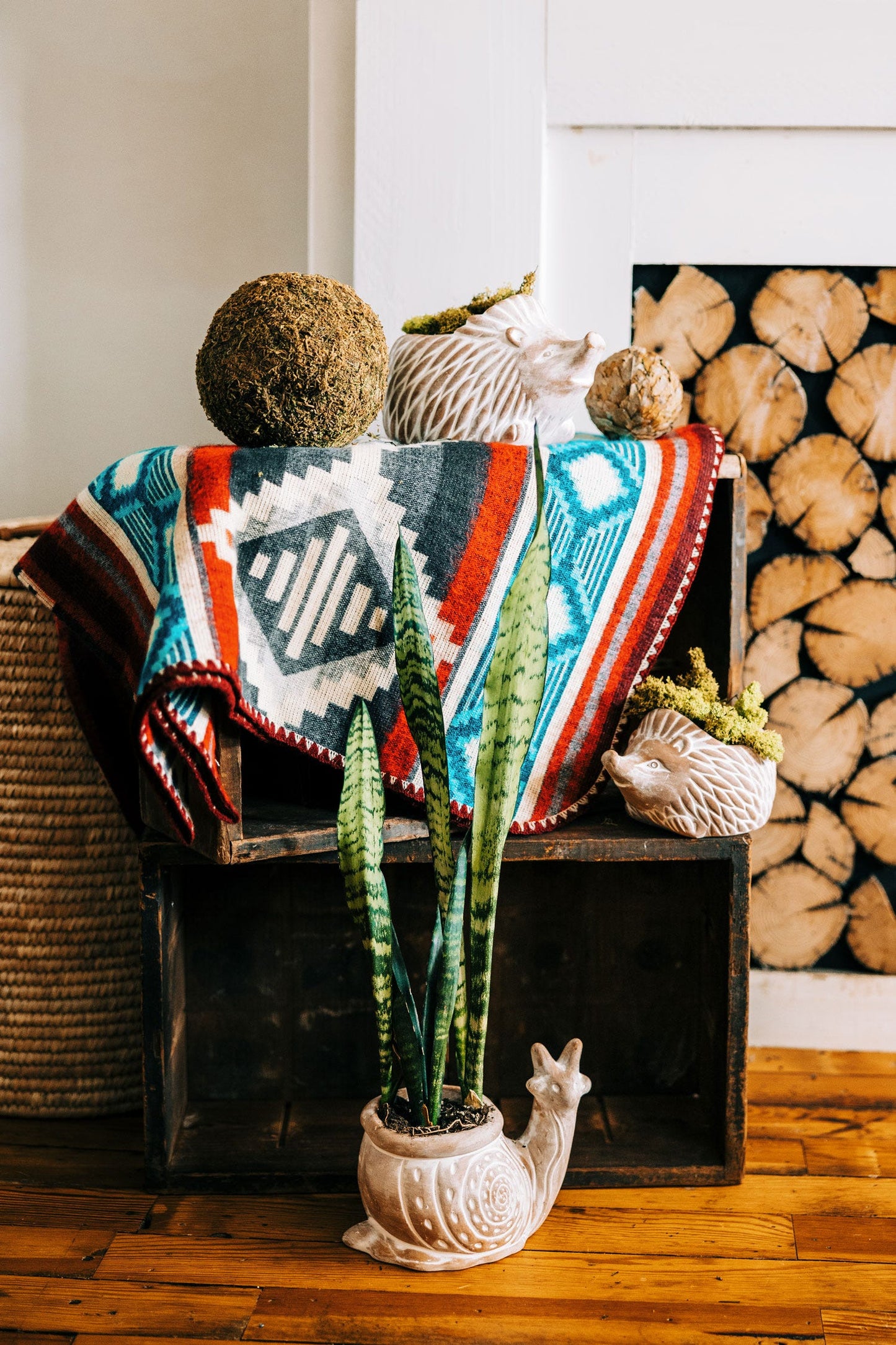 Planter hedgehog t-cotta 7Lx4.5H whitewash