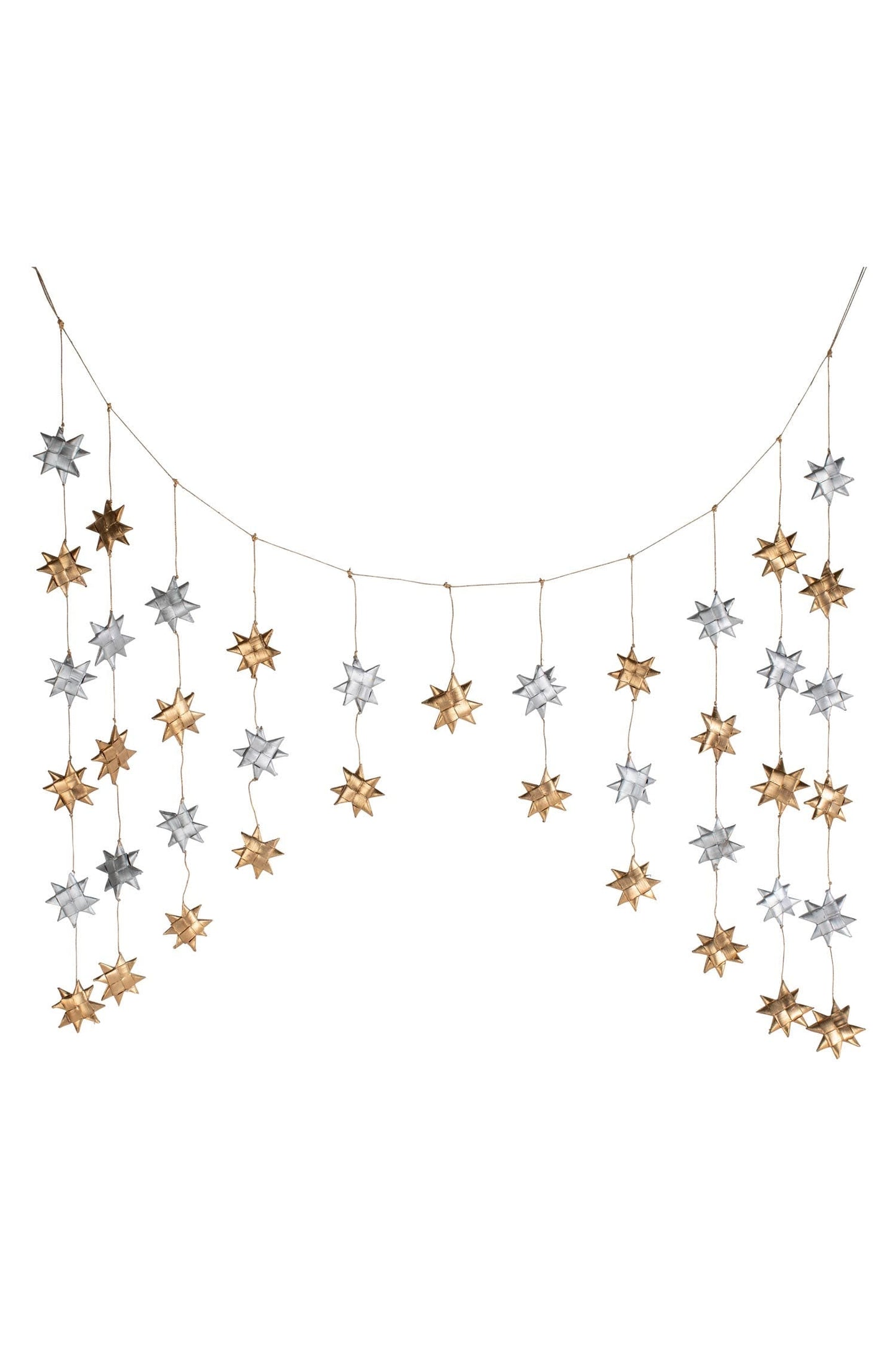 Valance stars M/3 palm leaf 37Wx23H gold/silver