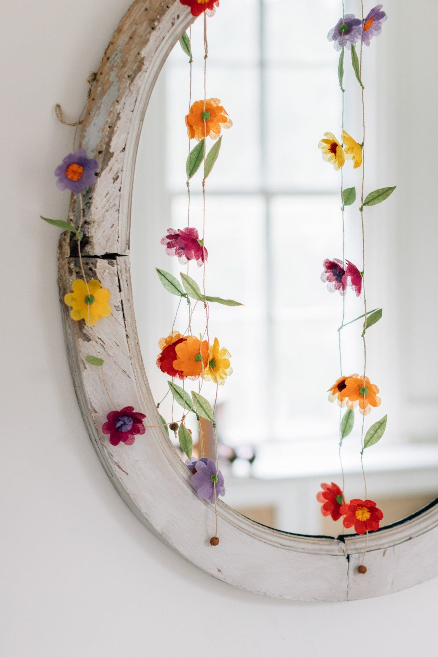 Valance flowers silk paper 40Wx30L multi brights