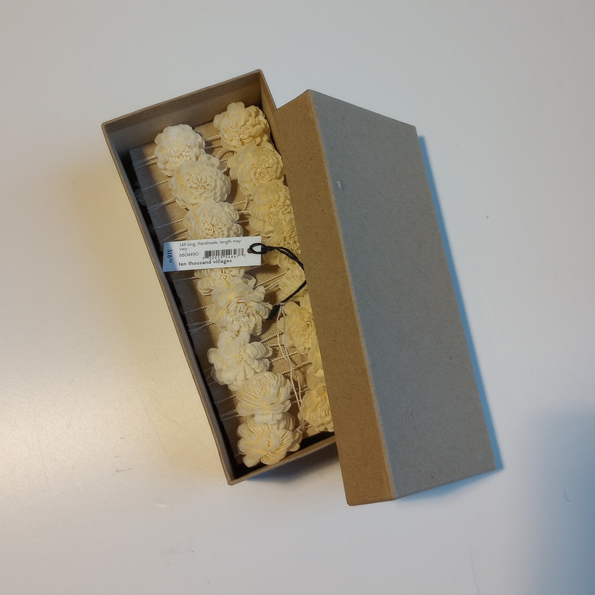 Garland 3D flowers shola wood 14ftL cream