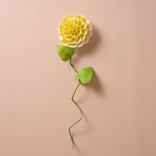 Silk Paper Dahlia Flowers - Yellow