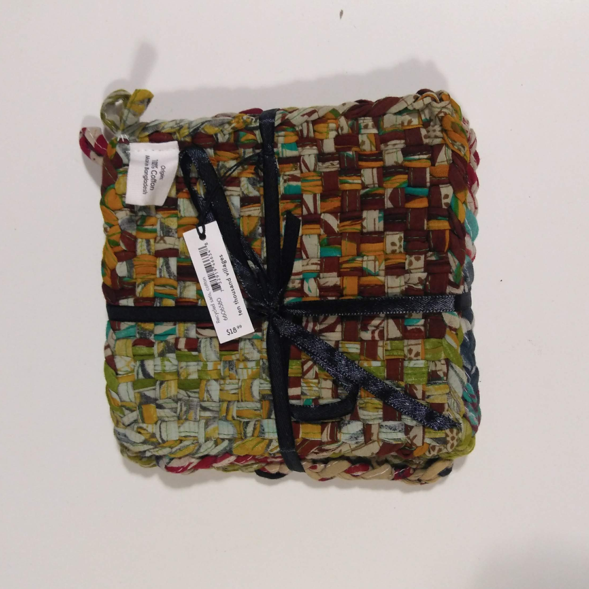 Hot mats s/3 recyc sari 6sq asst