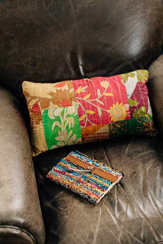 Journal woven sari/lthr 8x6 asst/brown