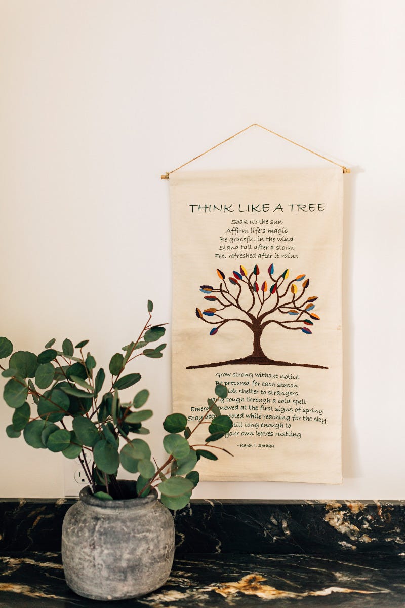Wall hanging Think Like a Tree cttn 13Wx24H cream