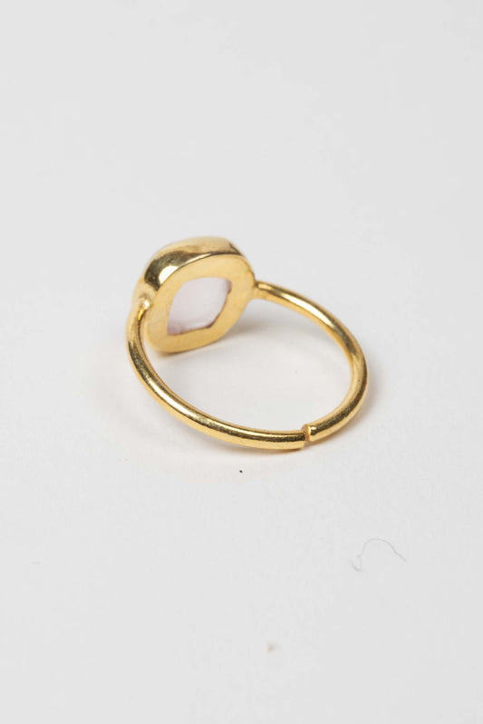 Ring rose quartz/brass adj pink/gold