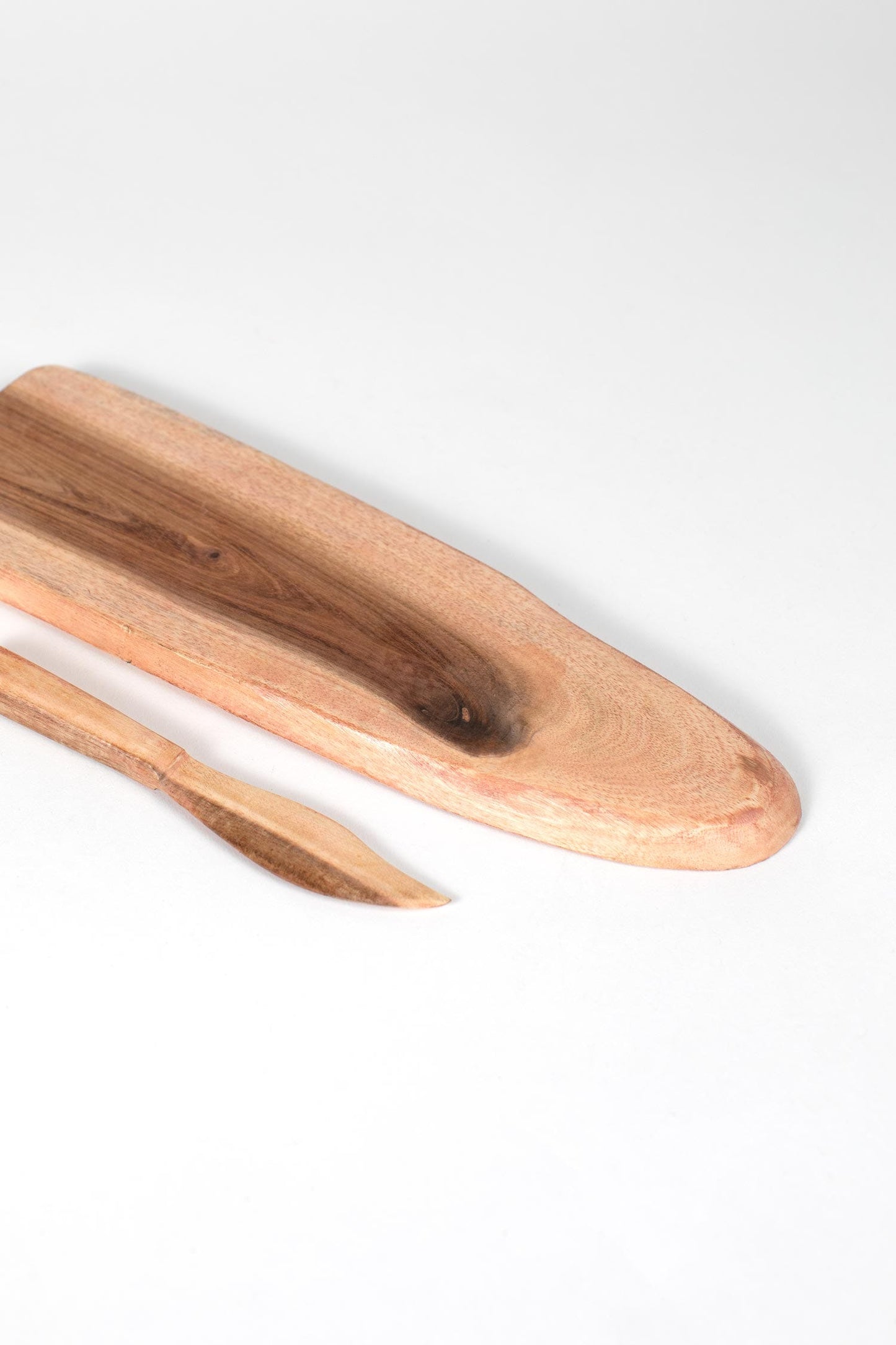 Serving board w/knife acacia wood approx 12L nat