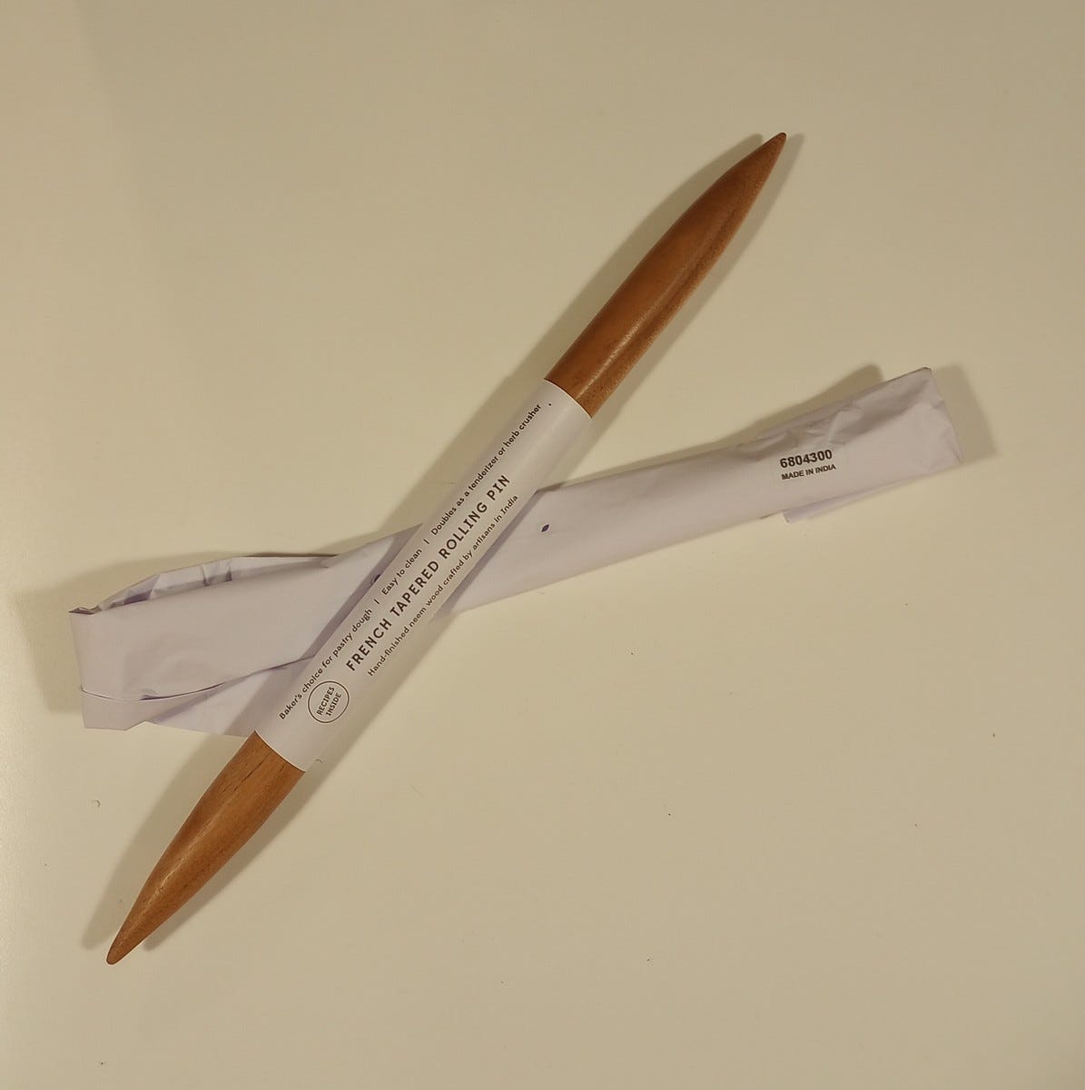 Rolling pin French tapered wood 18L natural