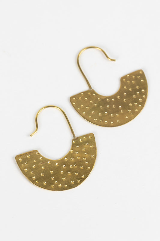 Earrings dotted half circle padava brass 1.5L br