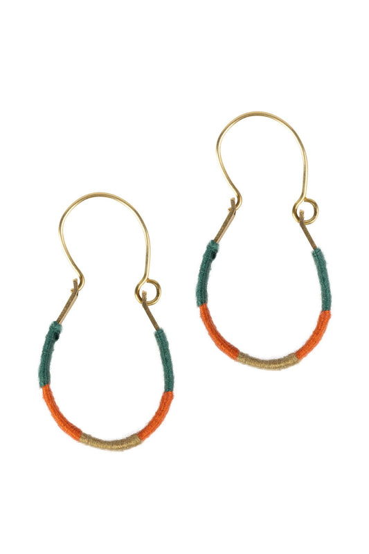 Earrings hoop wrapped threads/brass 1.75L multi