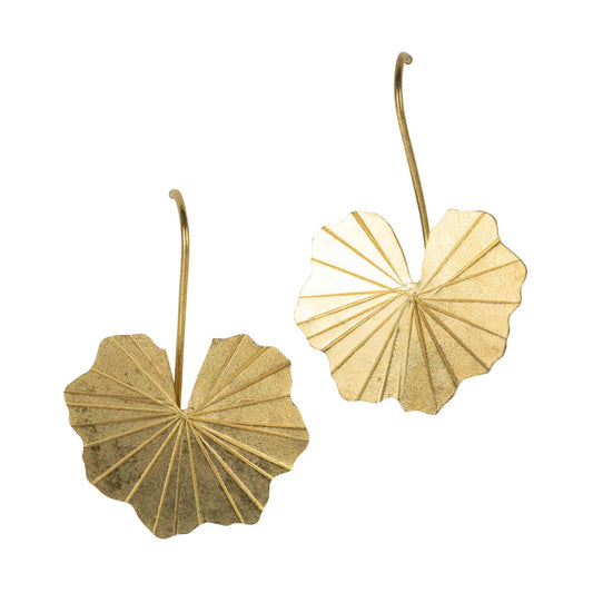 Earrings lotus leaf hammered brass/copper 1.5L br