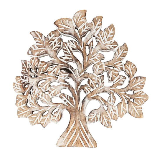 Trivet tree whitewashed wood 8Dx.5H nat/wht
