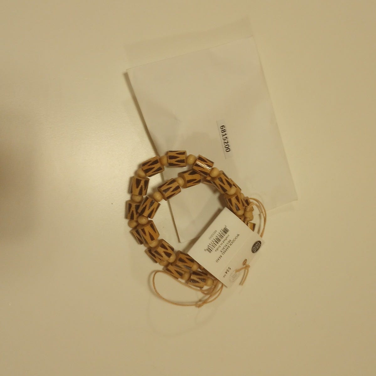 Necklace barrel shapes wood/cord 40L browns