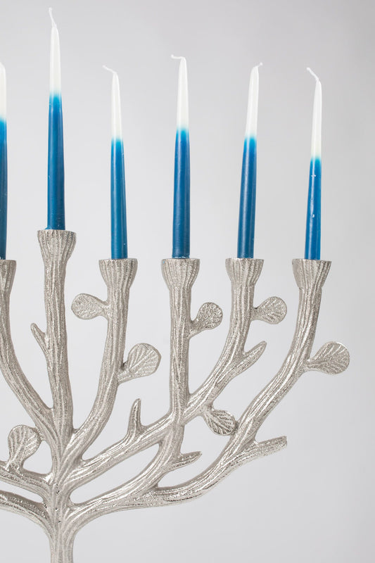 Menorah tree/leaves aluminum 11Wx10H silver