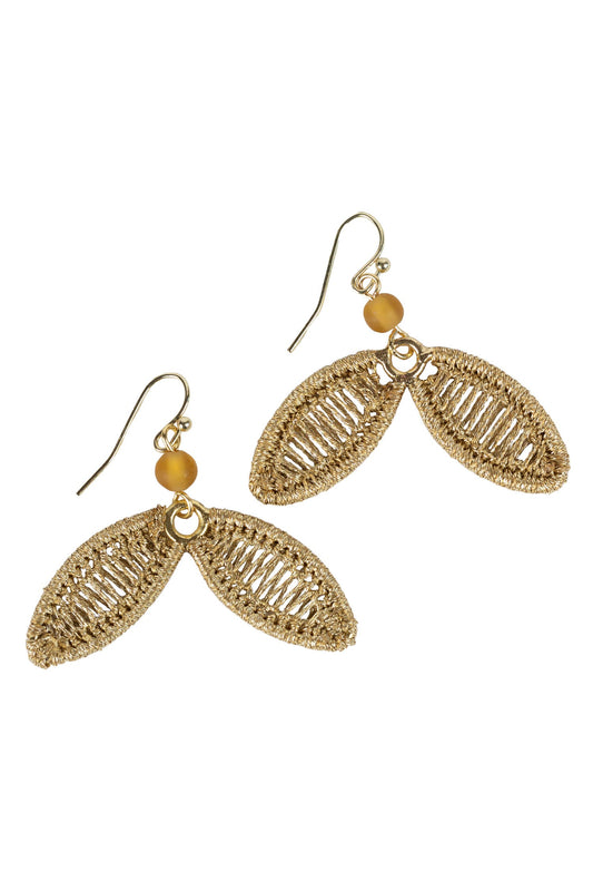 Earrings linked ovals zari wrap 1.5Lx1.75W gold