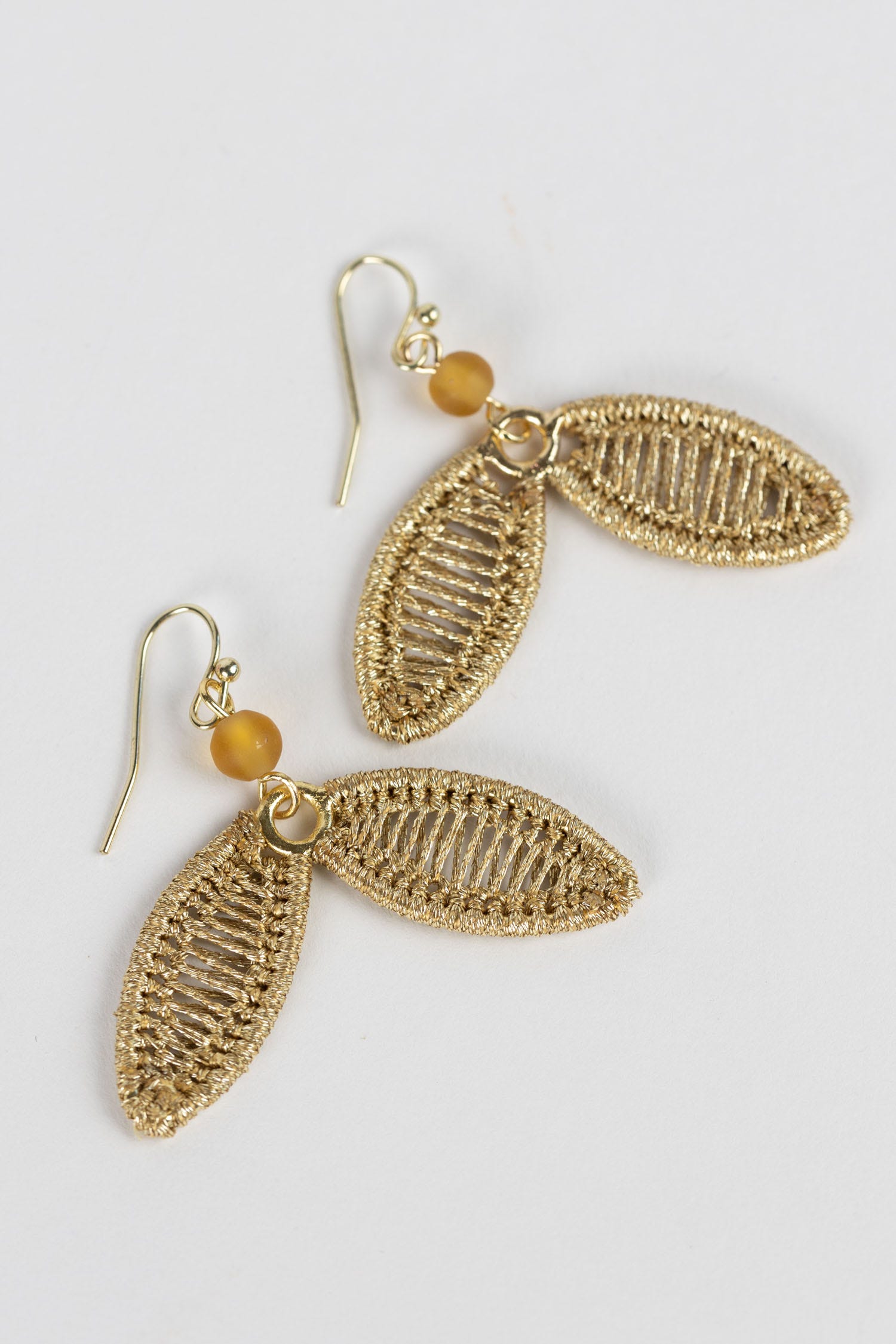 Earrings linked ovals zari wrap 1.5Lx1.75W gold