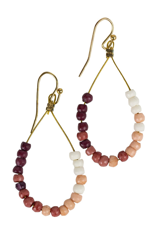 Earrings sm teardrop grounded bone/br 2L browns