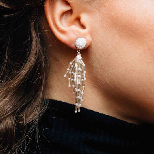 Silver Fringe Dangle Earrings - Default Title (6828900)