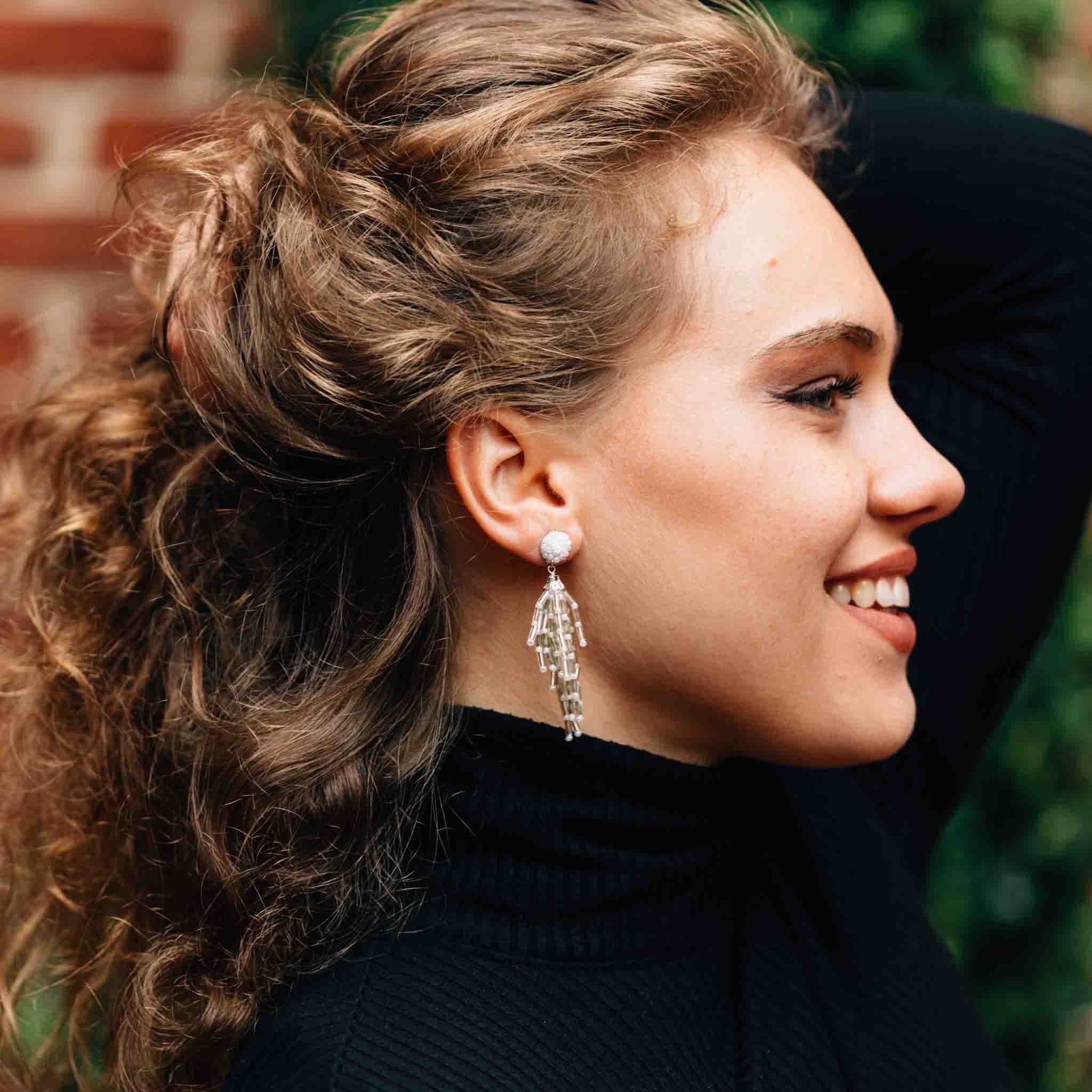 Silver Fringe Dangle Earrings - Default Title (6828900)