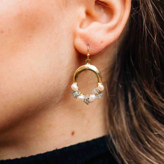 Moti Mini Pearl Hoop Earrings - Default Title (6830140)