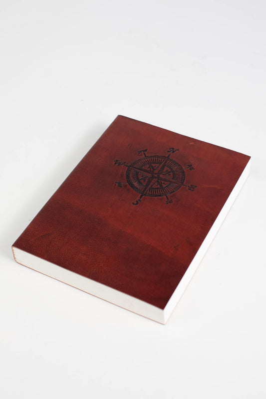 Journal compass embossed leather 6Wx8H rust/brown