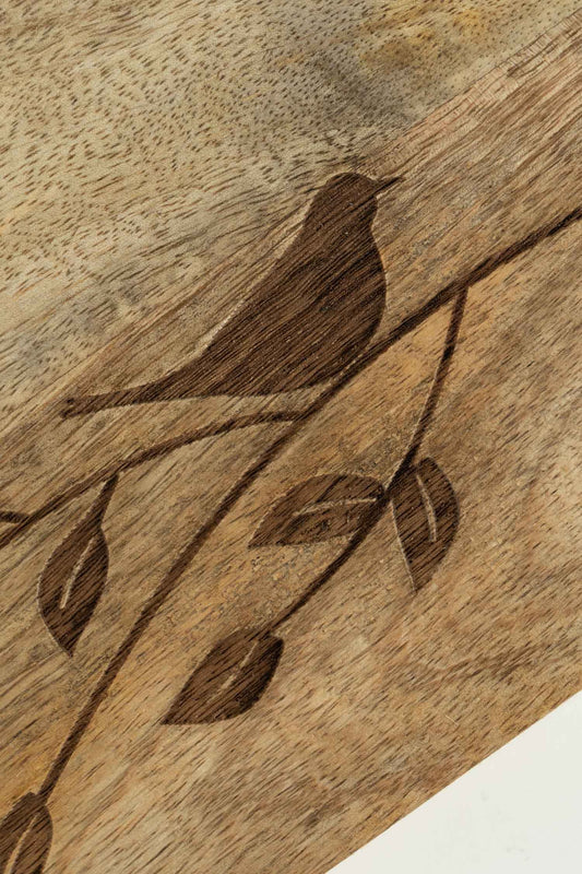Serving board bird/branch mango wood 8.5Lx6 nat