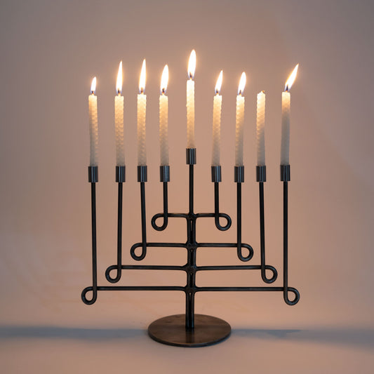 Antiqued Twisted Iron Menorah - Default Title (6832570)
