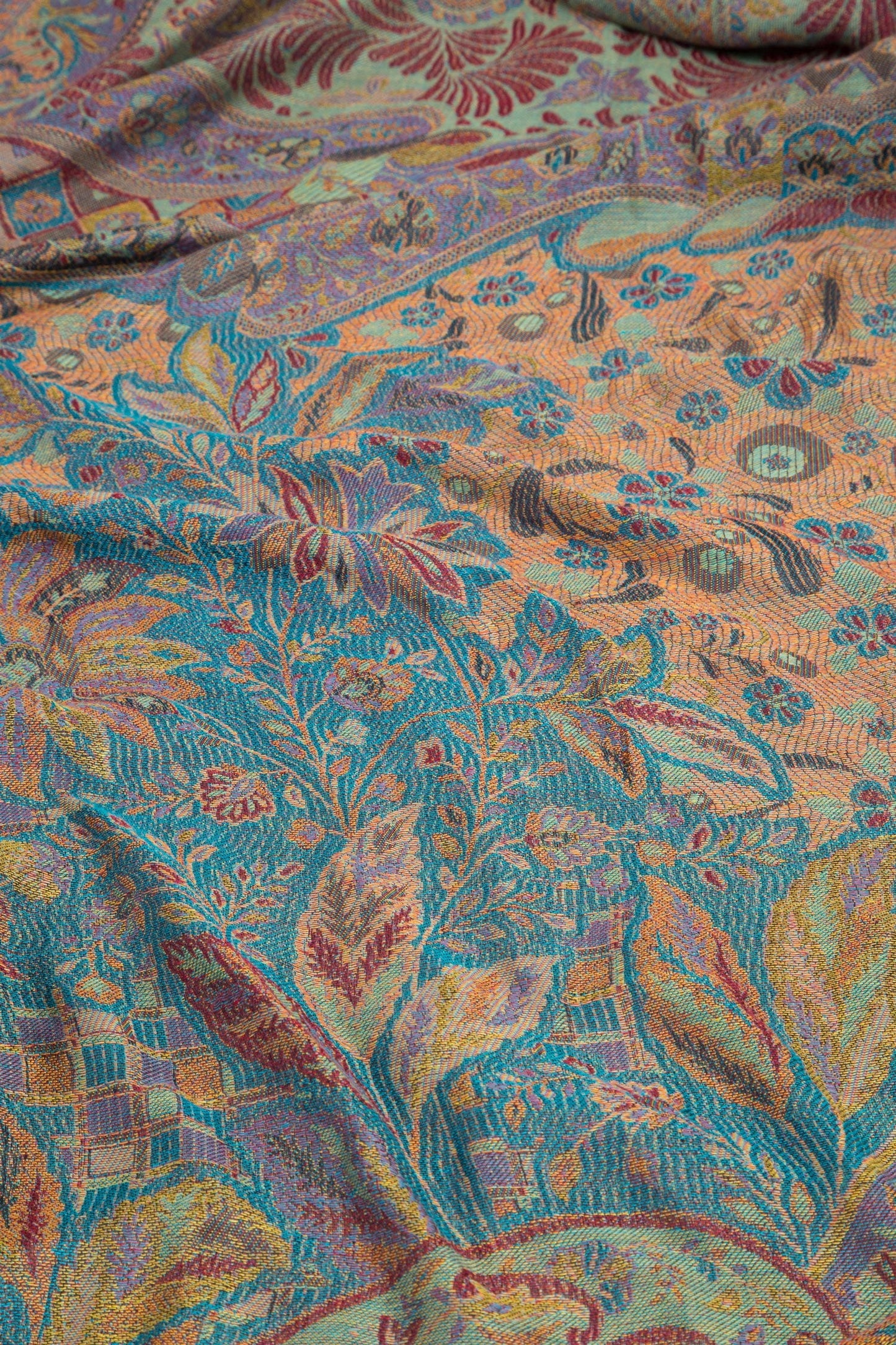 Shawl jacquard modal 80x28 aqua/green/red/purple