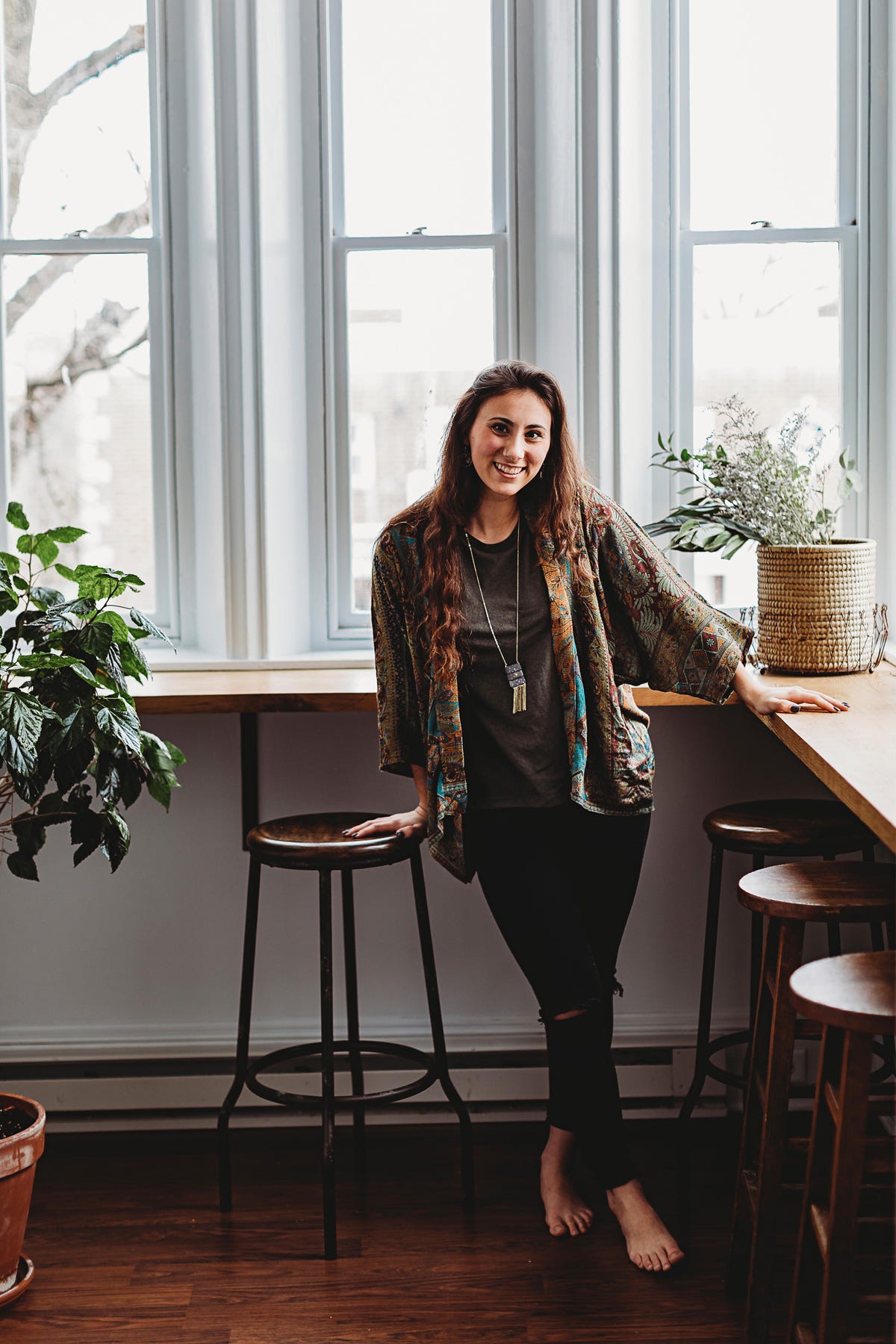 Kimono jacquard green/rust/multi