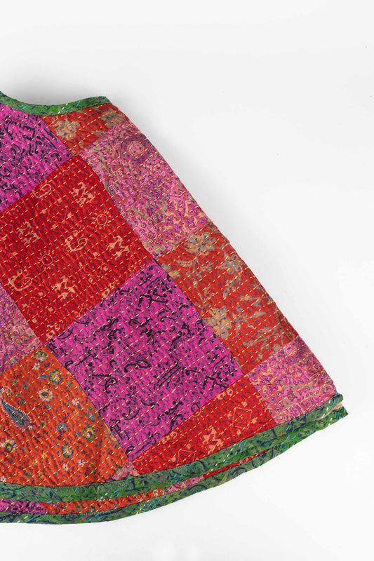 Tree skirt kantha stitch patch cttn/silk 40D asst