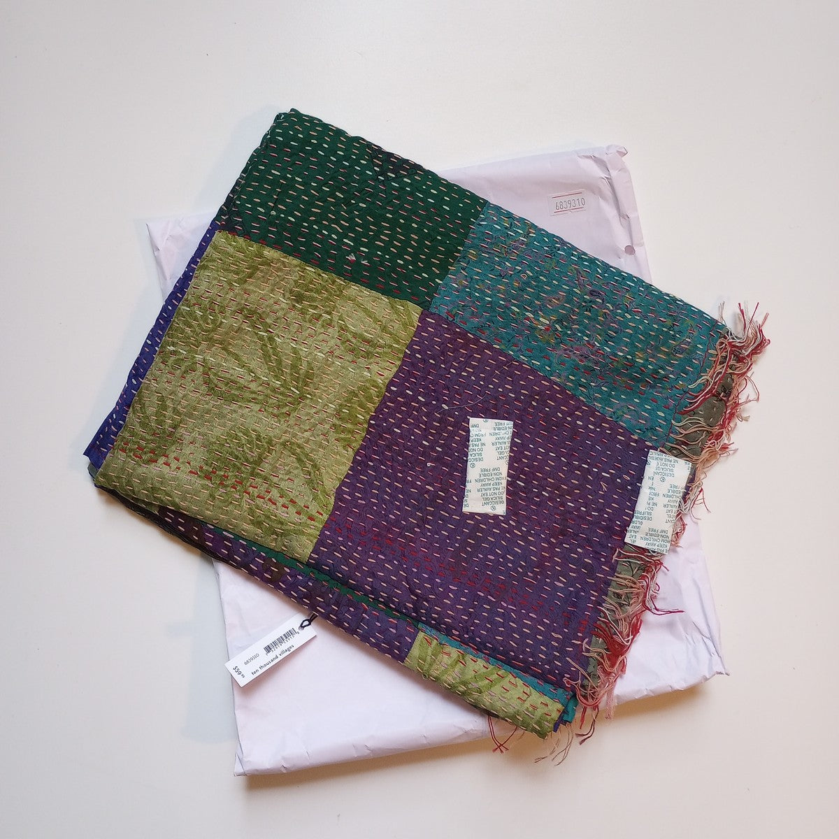 Shawl kantha patchwork upcycled sari 85x35 asst