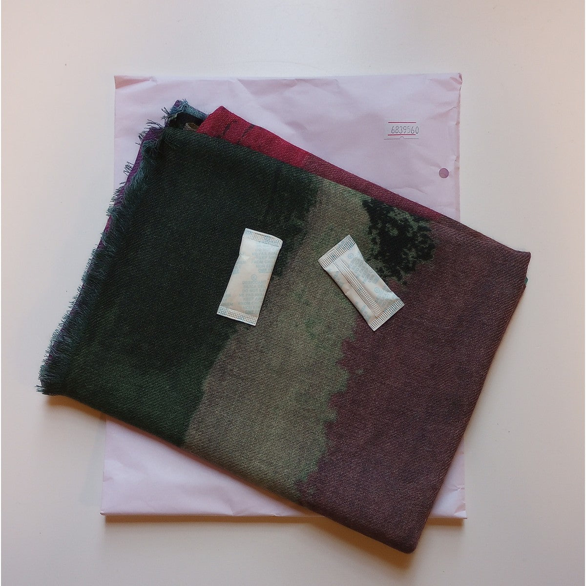 Shawl sendimentary stripes wool 70x28 grn/prpl/yel