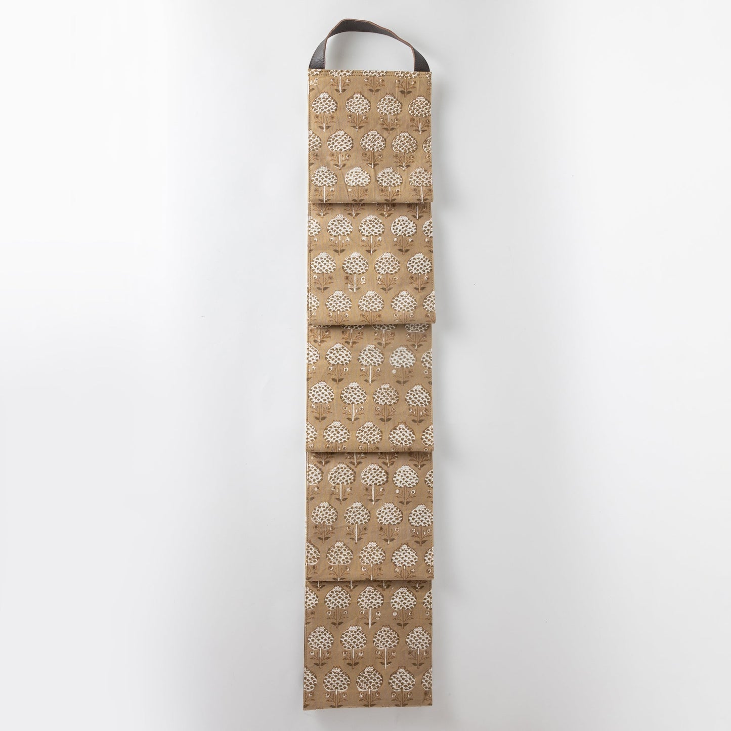 Wine rack hanging cttn/lthr 7.5Wx38L brn/wht