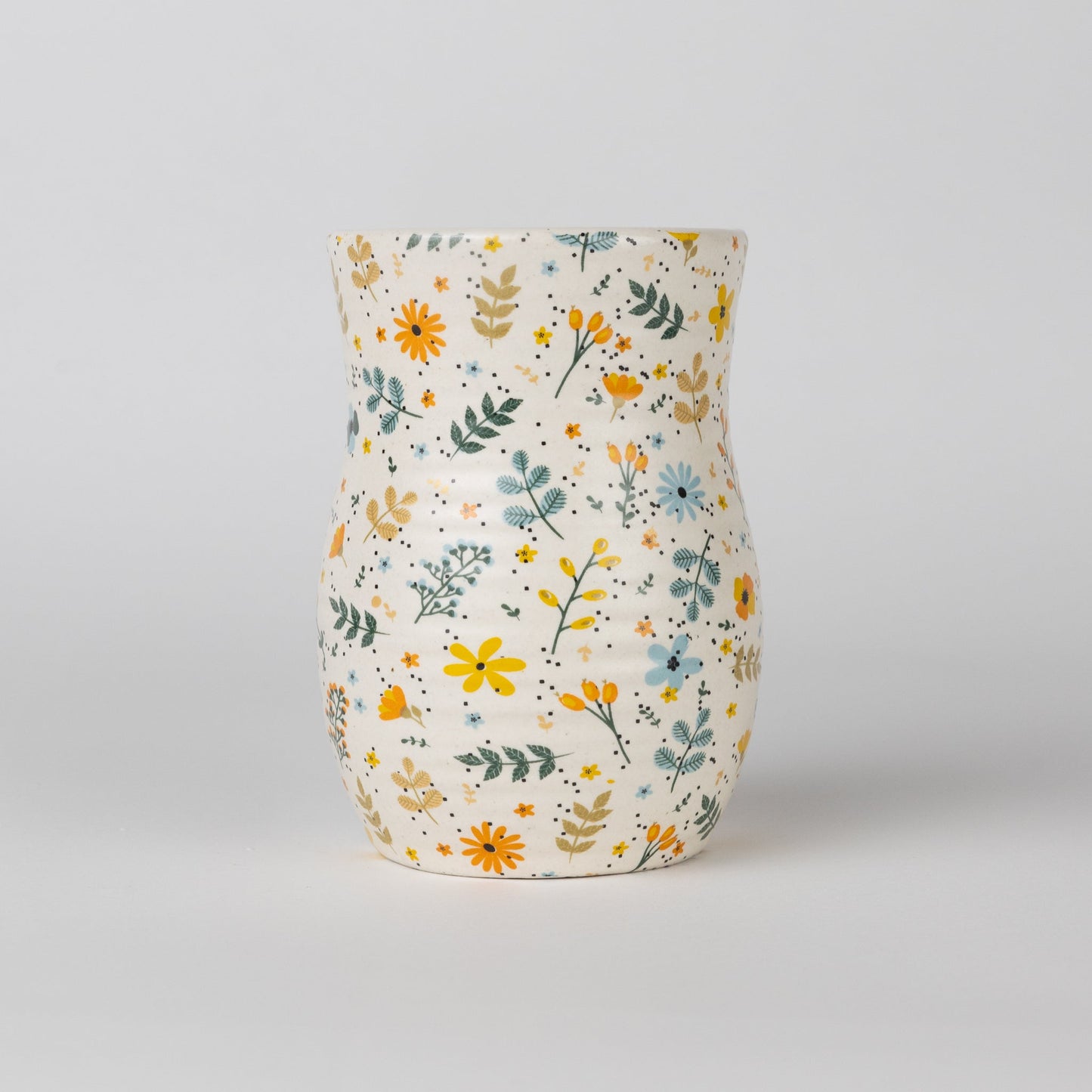 Tumbler floral f/10oz M/2 cer 3Dx4.5H crm/multi