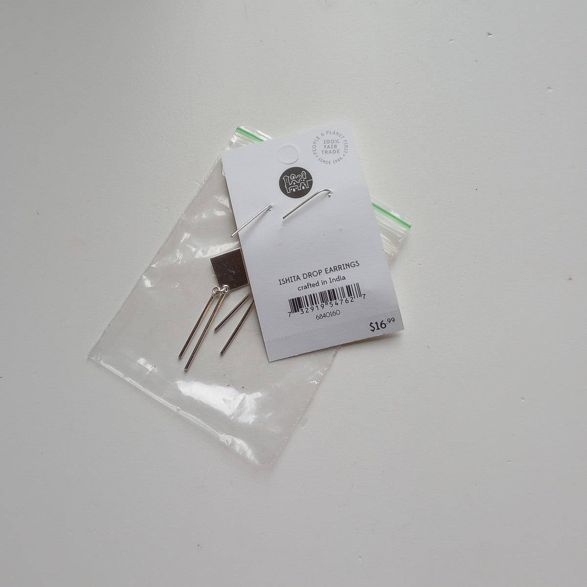 Earrings small sq w/spokes br/silv pltd 3L silv