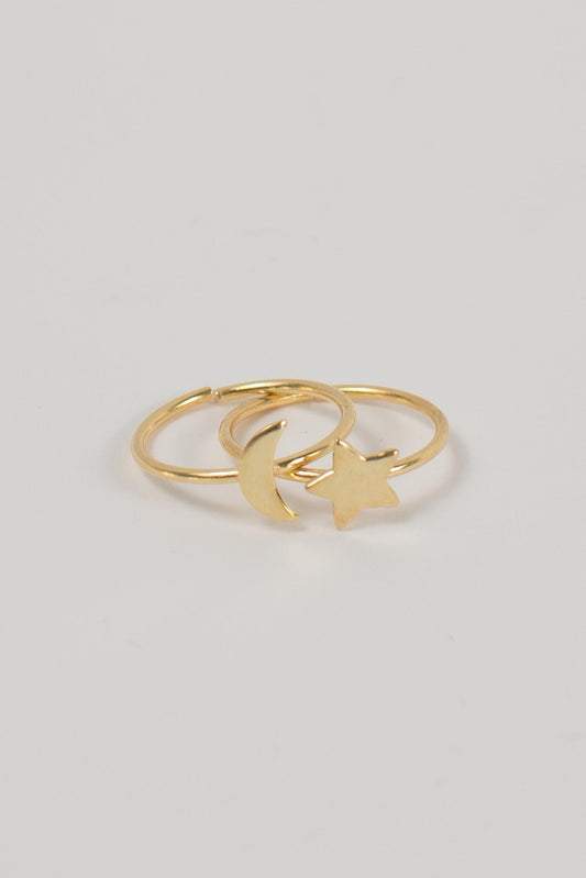 Ring crescent moon M/3 metal gold color