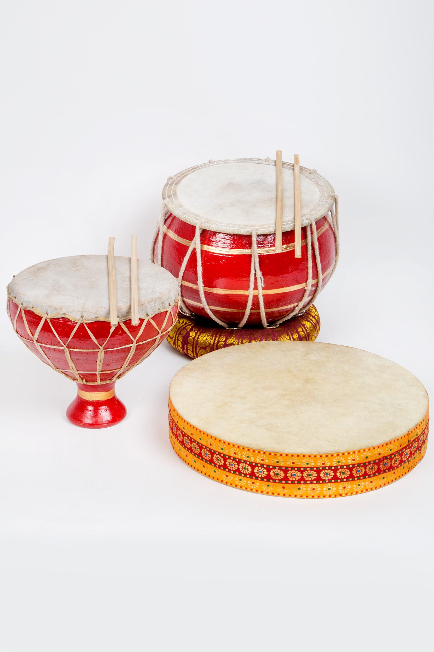 Drum ocean leather/wood/cloth12Dx2H nat/asst