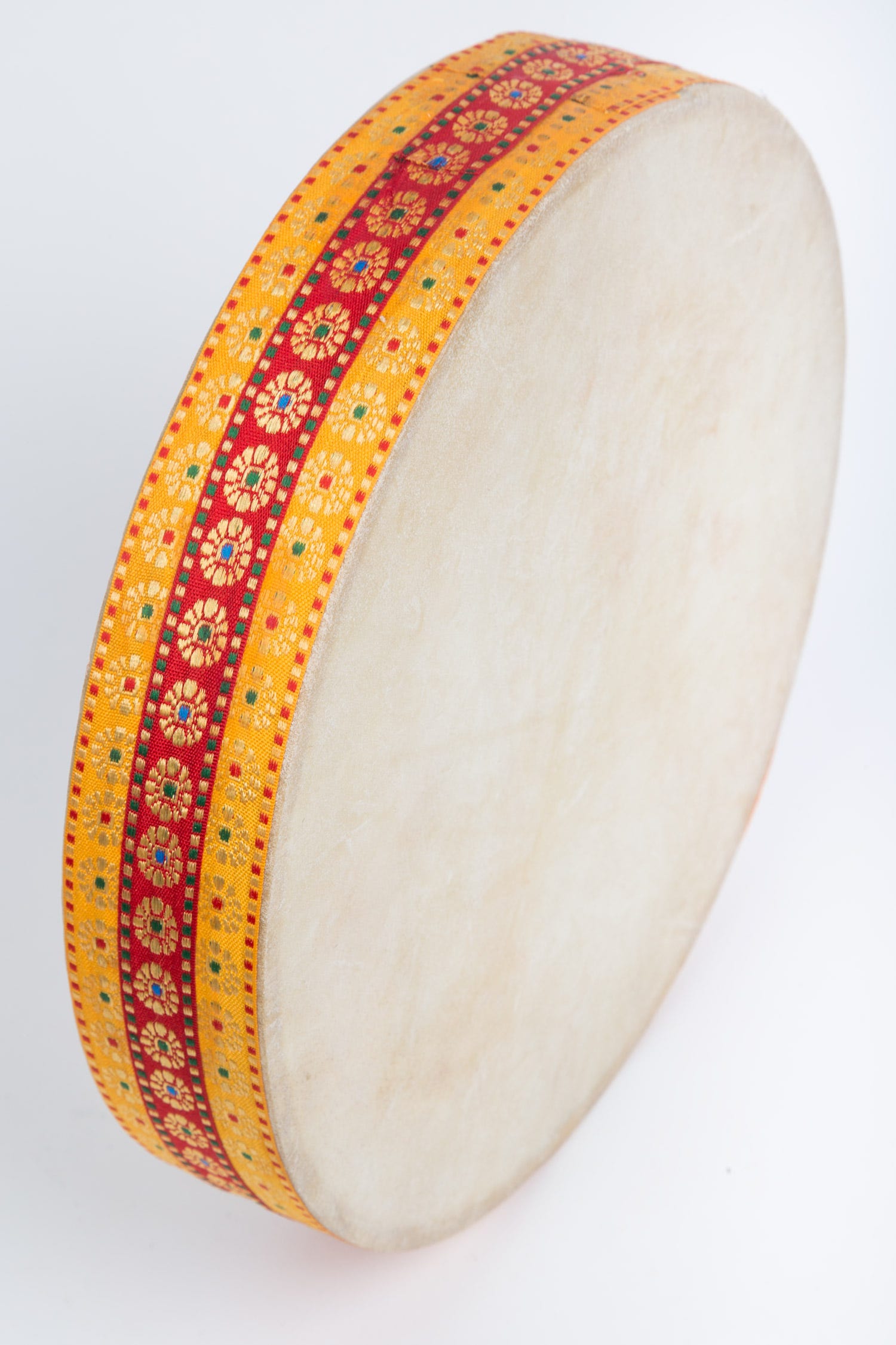 Drum ocean leather/wood/cloth12Dx2H nat/asst