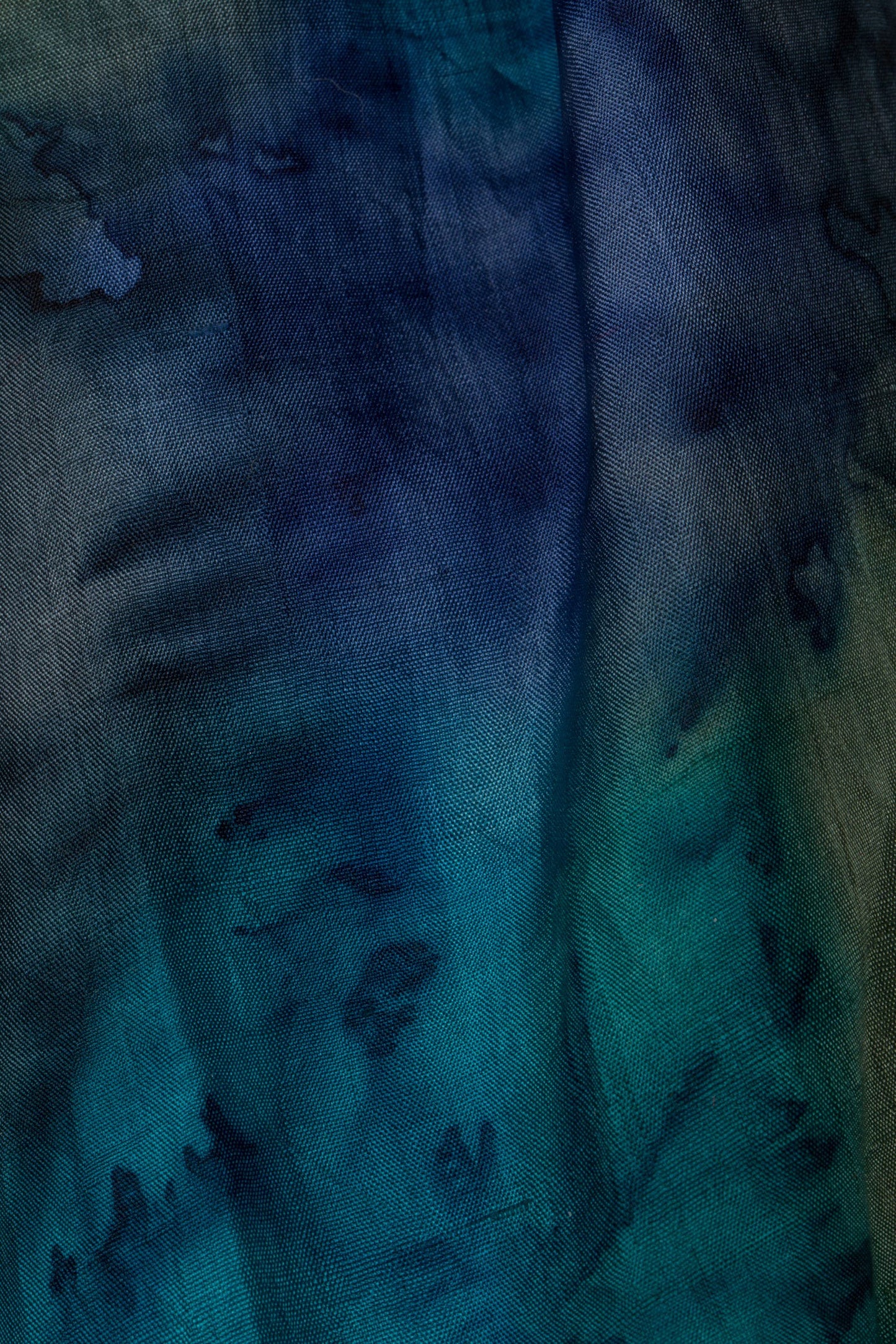 Scarf tie dye silk 64x20 navy/teal