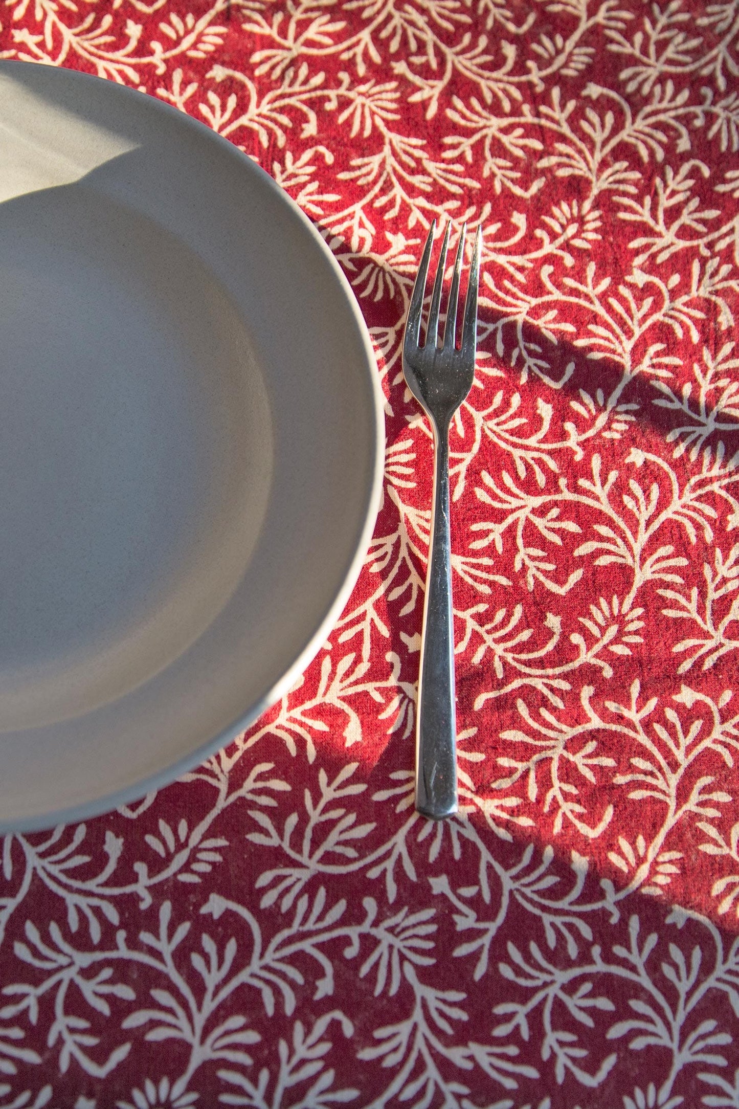 Tablecloth vines cttn 70x120 red/crm