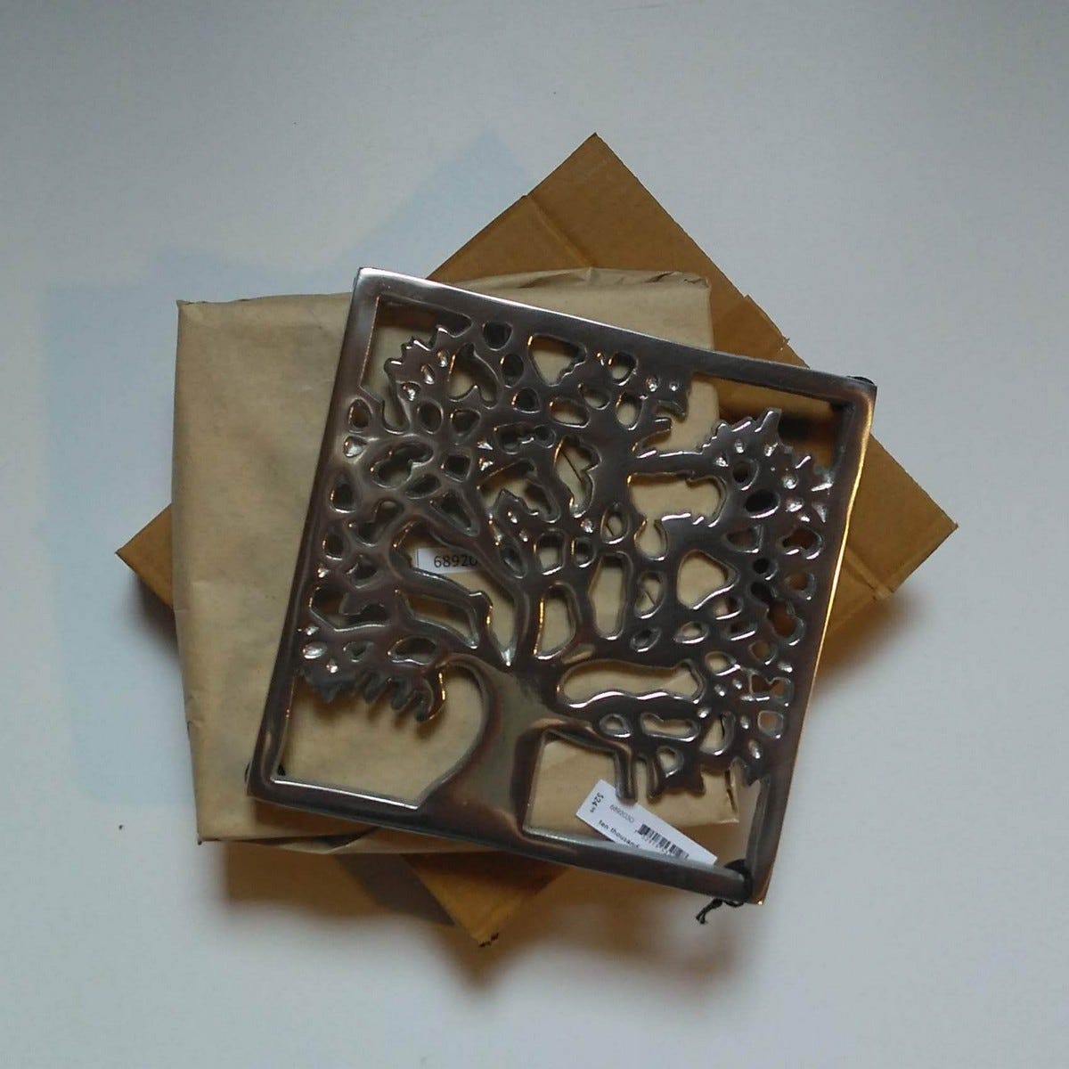 Trivet tree aluminum 7.5sqx.75H silver