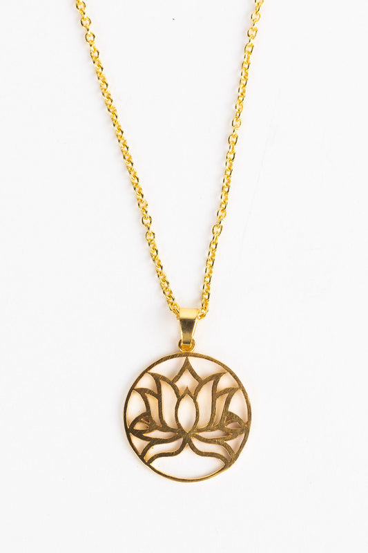Necklace lotus pendant flash gold/metal 20L gold