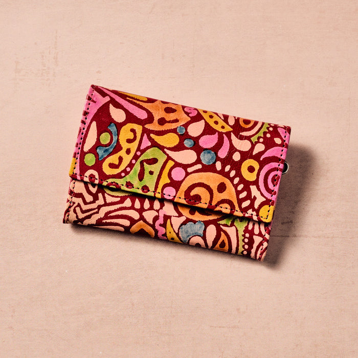 Kala Red/Multi Slim Leather Wallet