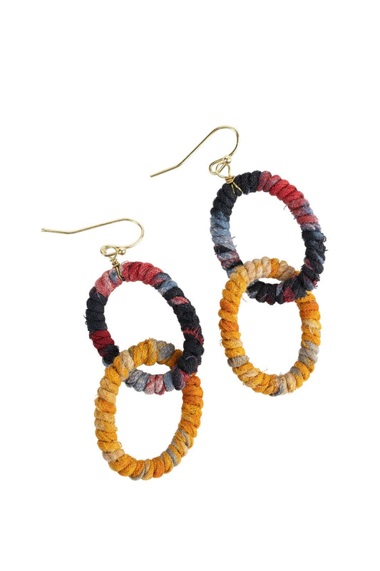 Earrings sari wrapped links/mtl 2.5L multi/gold