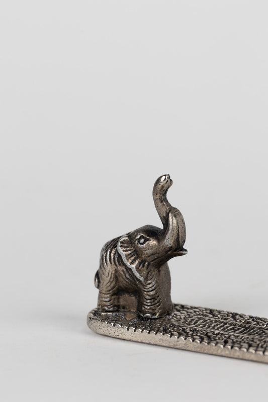 Incense holder w/elephant embossed metal 9L silv