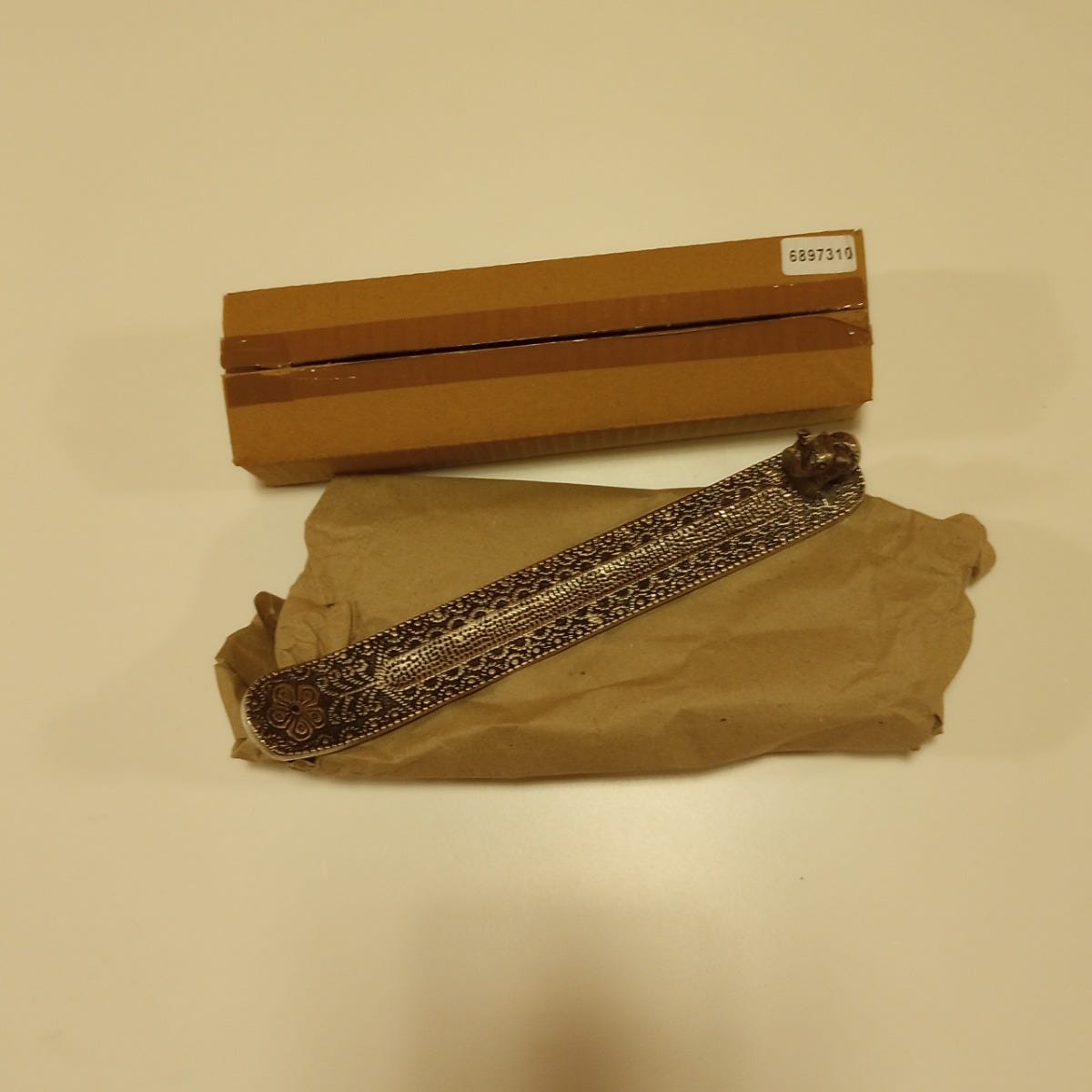 Incense holder w/elephant embossed metal 9L silv