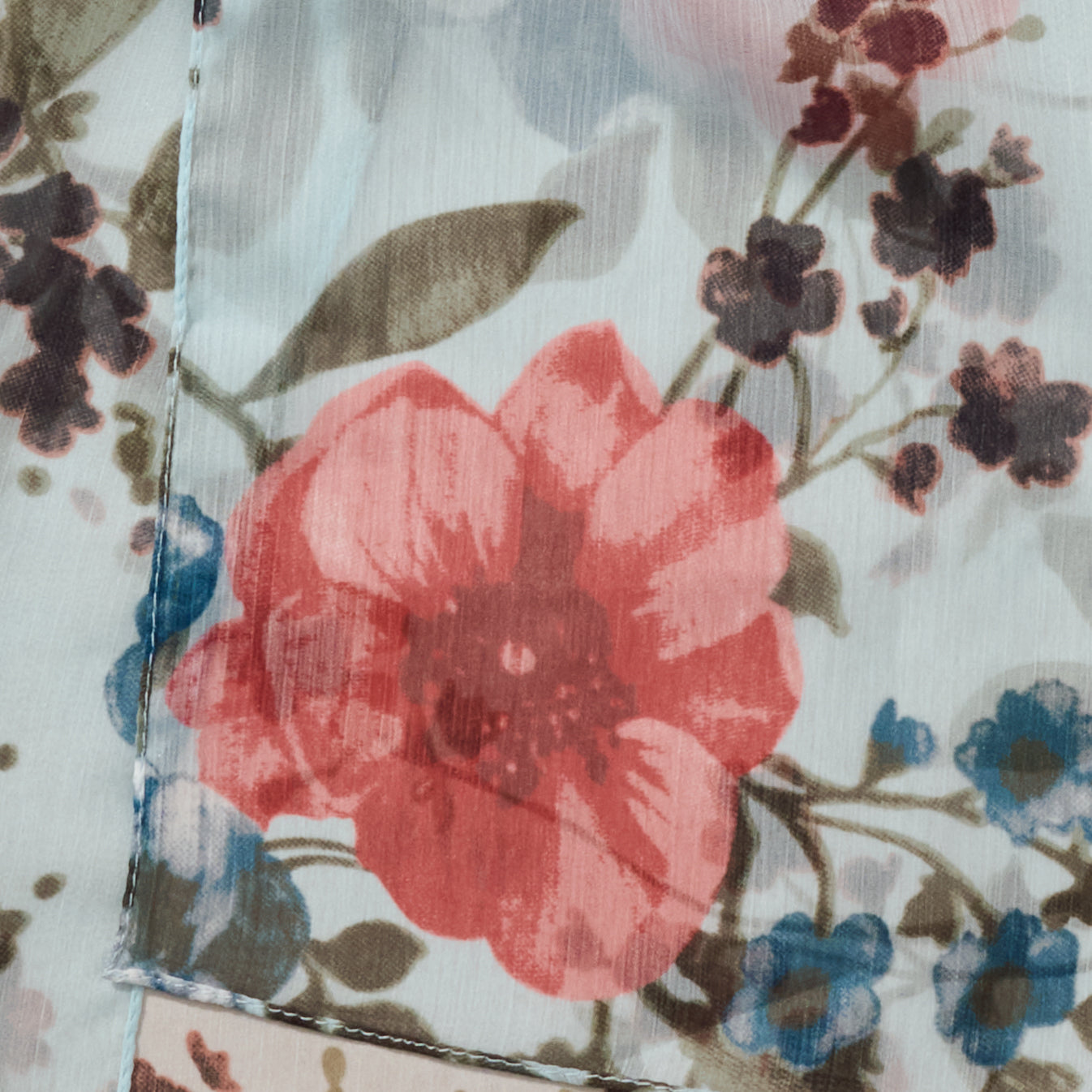 Komal Floral and Leaf Chiffon Scarf